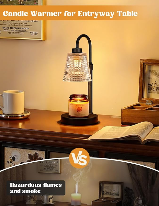 Candle Warmer Lamp with Dimmer & Timer – Glass Shade