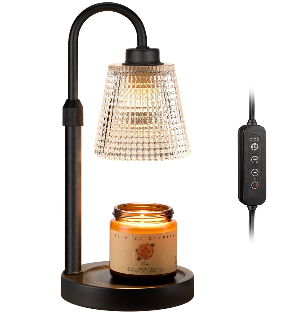 Candle Warmer Lamp with Dimmer & Timer – Glass Shade