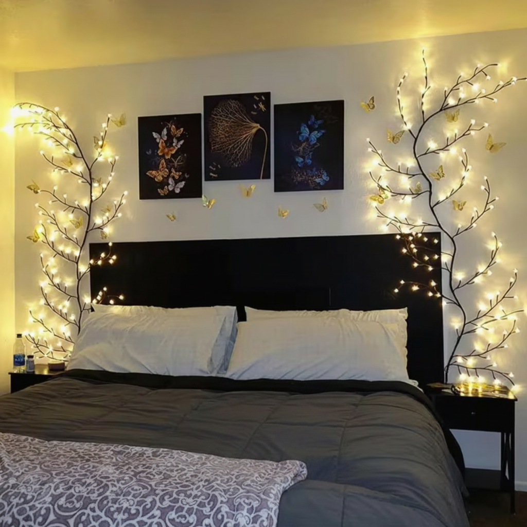 6 Foot LED Vine Branch Wall Light – 96 LEDs, 8 Modes, Warm White with Remote