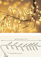 6 Foot LED Vine Branch Wall Light – 96 LEDs, 8 Modes, Warm White with Remote