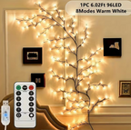 6 Foot LED Vine Branch Wall Light – 96 LEDs, 8 Modes, Warm White with Remote