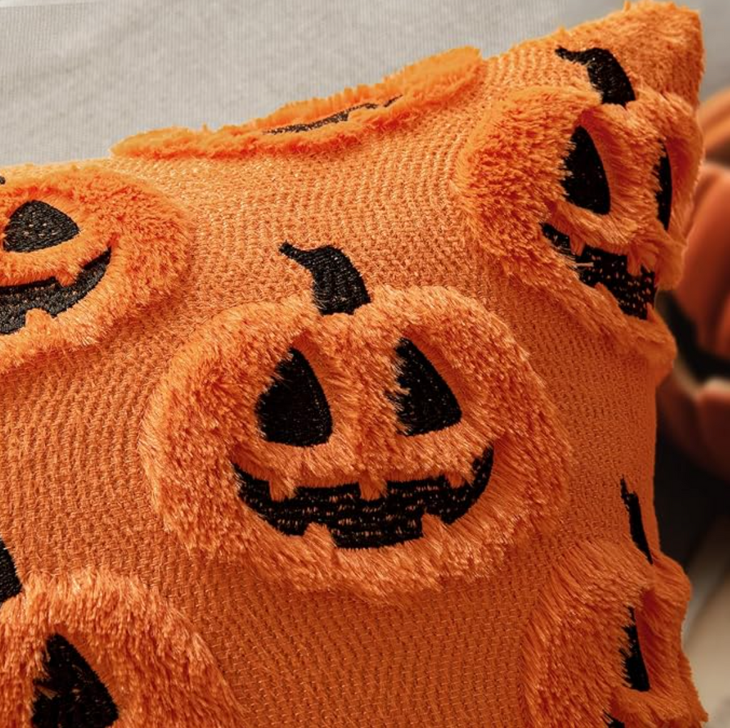 Halloween Jack-o'-Lantern Tufted Throw Pillow Covers – Set of 2