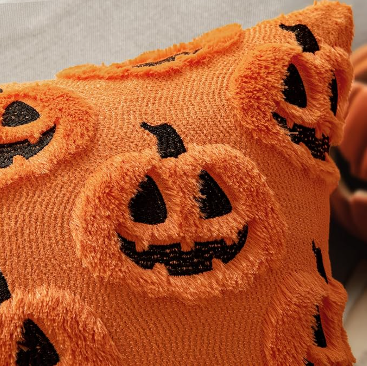 Halloween Jack-o'-Lantern Tufted Throw Pillow Covers – Set of 2