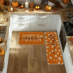 Hello Pumpkin & Hello Fall Kitchen Rug Mats – Set of 2