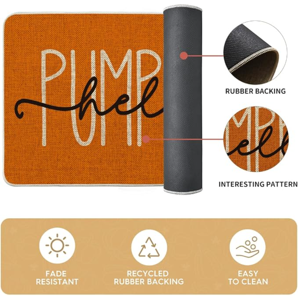 Hello Pumpkin & Hello Fall Kitchen Rug Mats – Set of 2