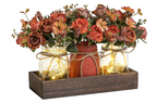 Fall Mason Jar Centerpiece with LED Fairy Lights & Silk Flowers
