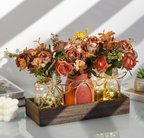Fall Mason Jar Centerpiece with LED Fairy Lights & Silk Flowers