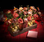 Fall Mason Jar Centerpiece with LED Fairy Lights & Silk Flowers