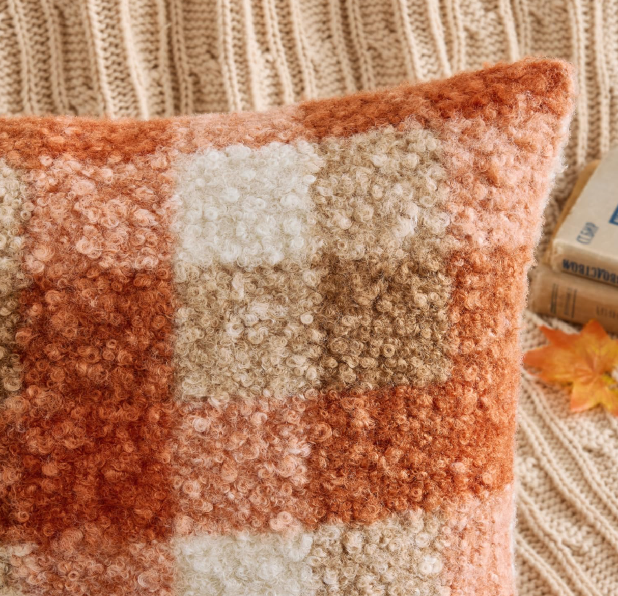 Fall Buffalo Plaid Boucle Throw Pillow Covers – Set of 2