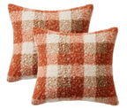 Fall Buffalo Plaid Boucle Throw Pillow Covers – Set of 2