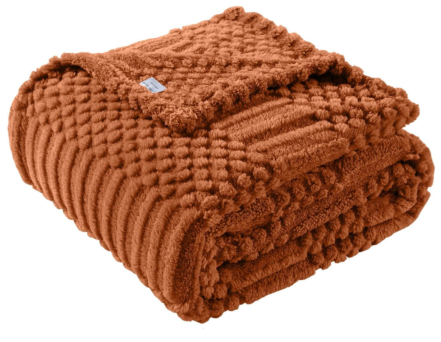 Rust Waffle Knit Fleece Throw Blanket – Cozy Fall Essential