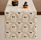 Halloween Ghost Plush Table Runner – Fluffy Spooky Table Décor