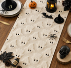 Halloween Ghost Plush Table Runner – Fluffy Spooky Table Décor