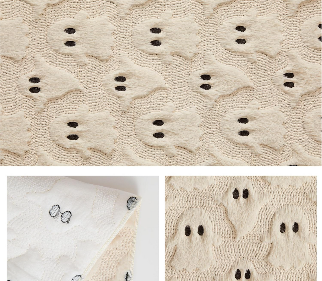 Halloween Ghost Plush Table Runner – Fluffy Spooky Table Décor
