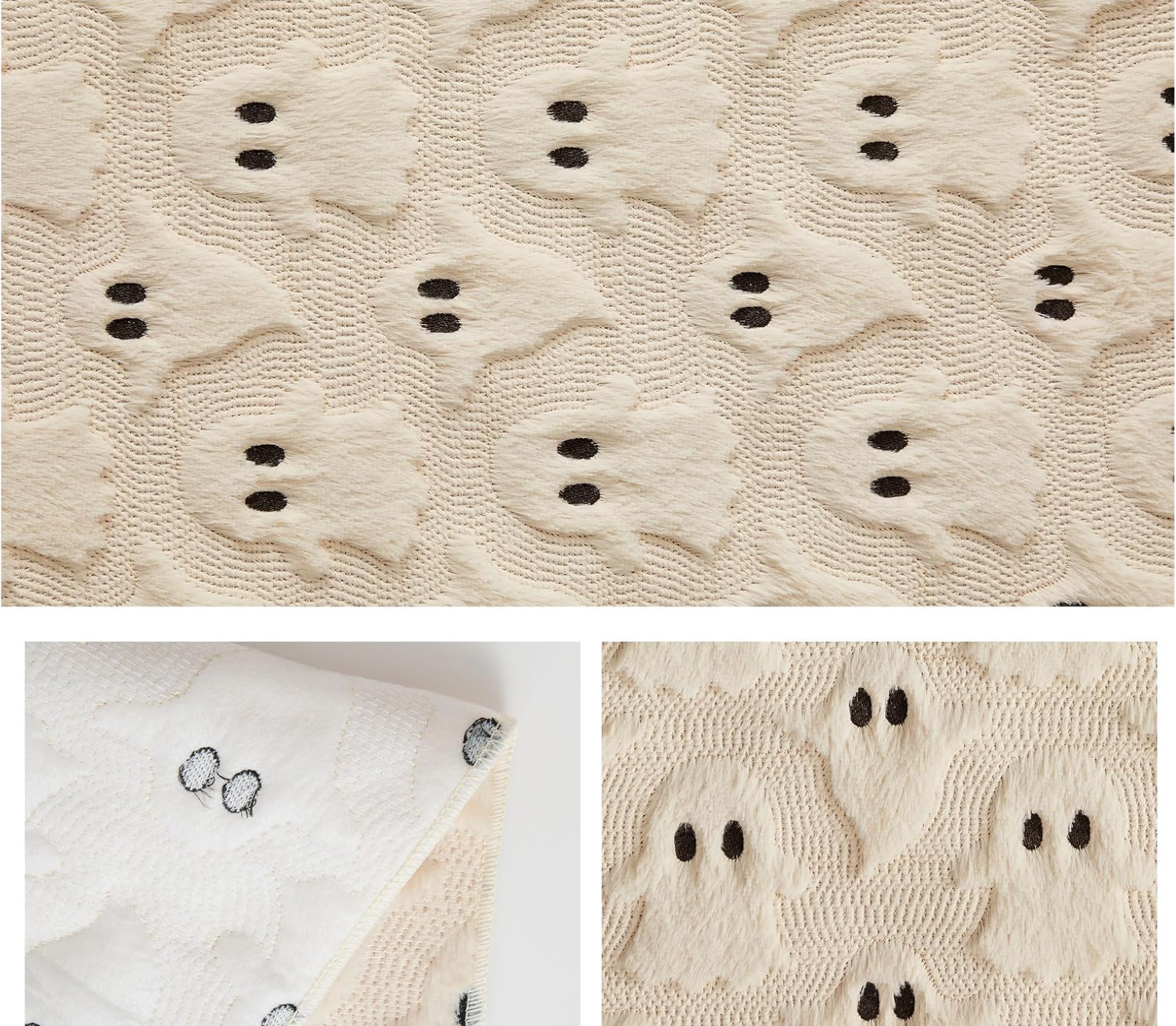 Halloween Ghost Plush Table Runner – Fluffy Spooky Table Décor