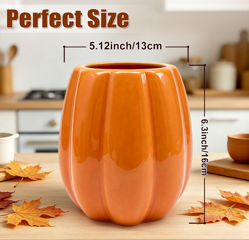 Ceramic Pumpkin Utensil Holder – Fall Kitchen Décor