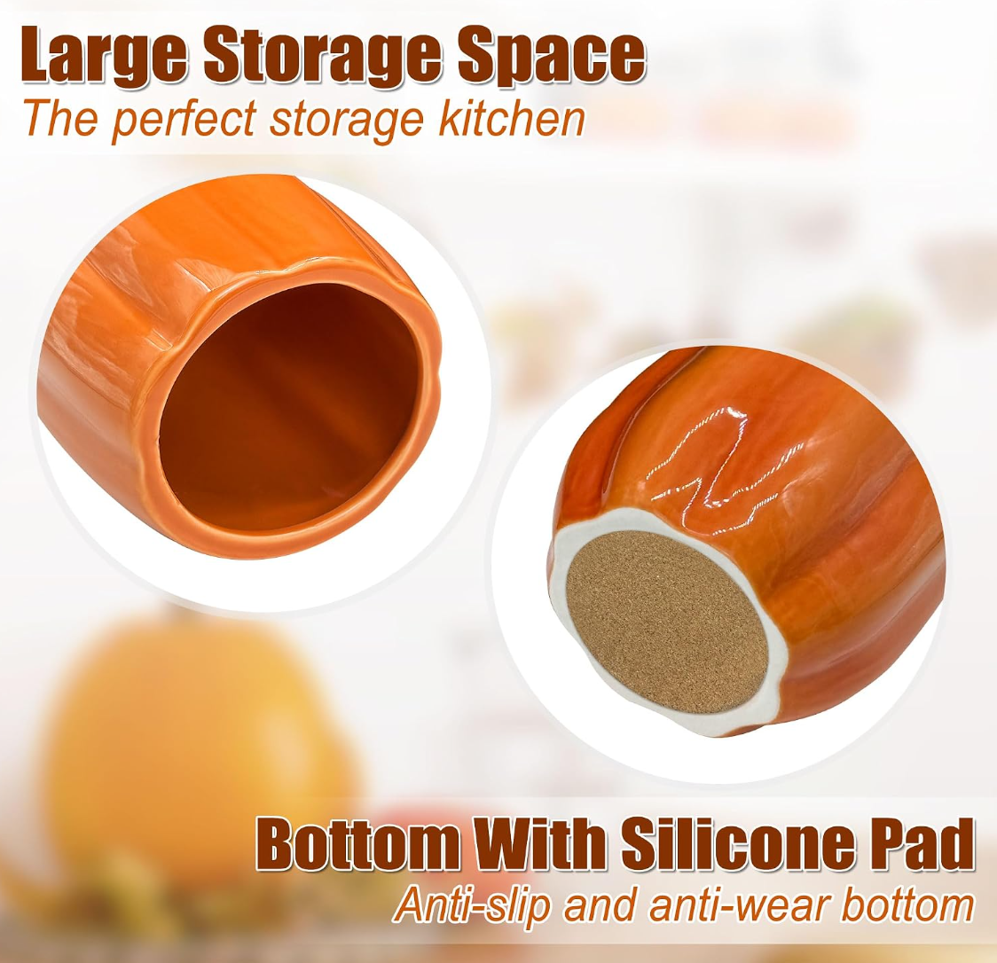 Ceramic Pumpkin Utensil Holder – Fall Kitchen Décor