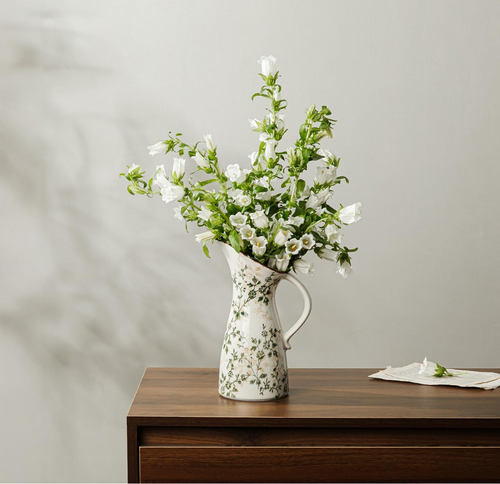 Ceramic Botanical Floral Pitcher Vase – Cottagecore Home Décor