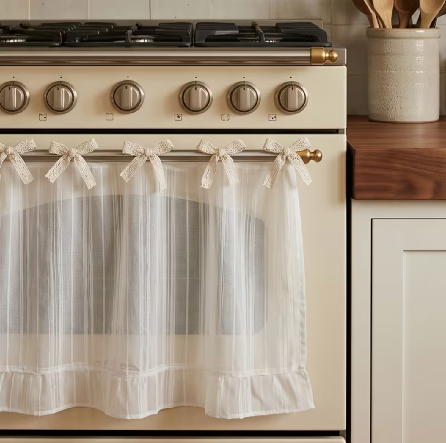 Cottagecore Linen Tie-Top Cabinet Curtains – Farmhouse Kitchen Décor