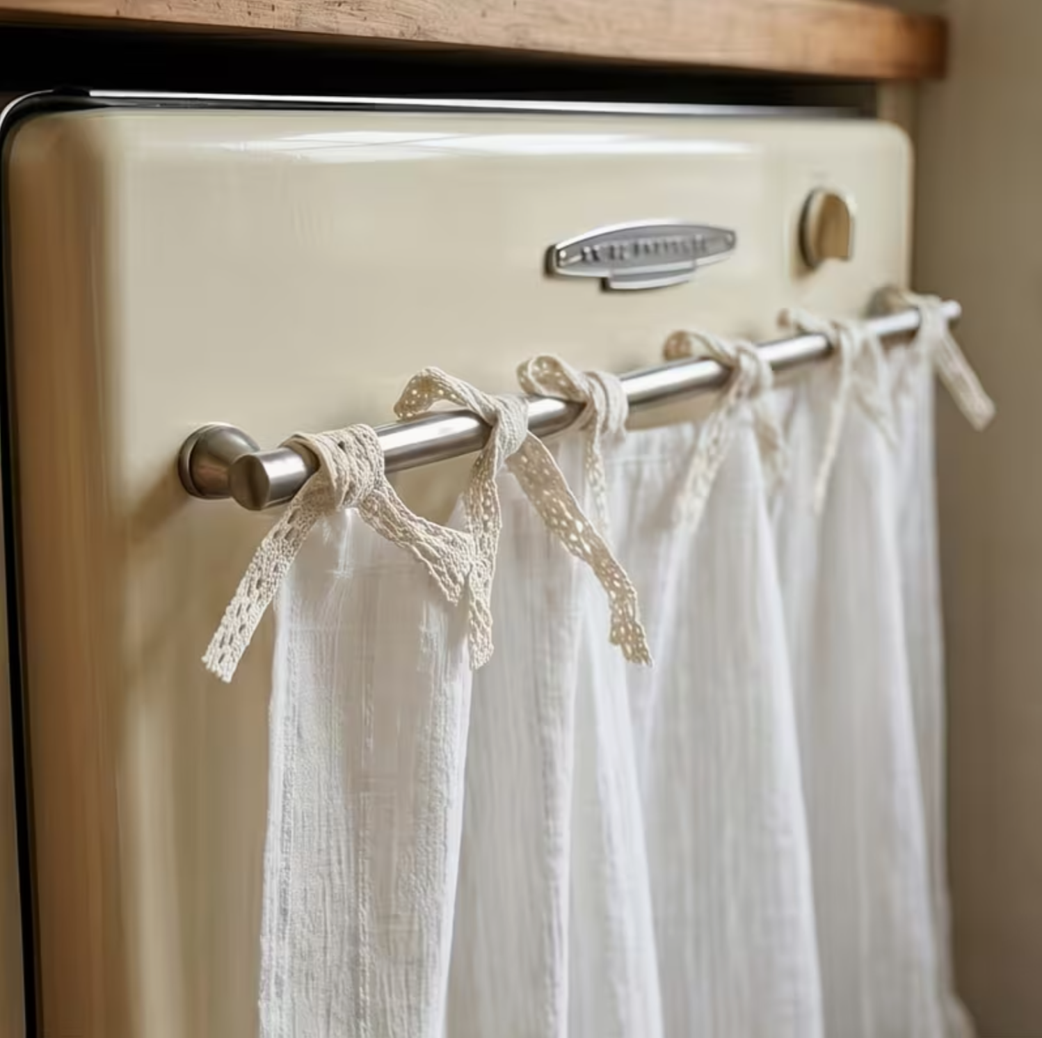 Cottagecore Linen Tie-Top Cabinet Curtains – Farmhouse Kitchen Décor