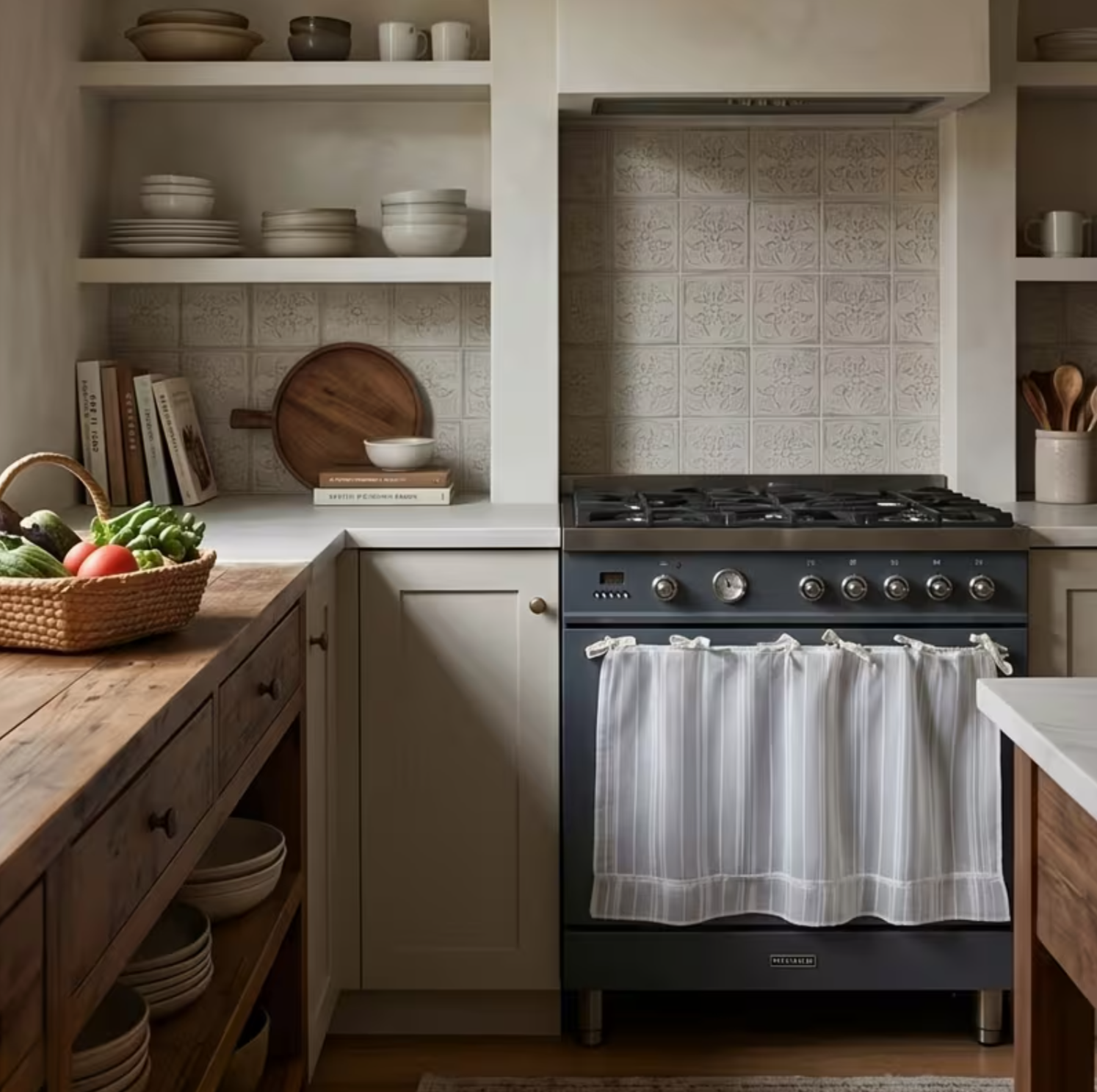 Cottagecore Linen Tie-Top Cabinet Curtains – Farmhouse Kitchen Décor
