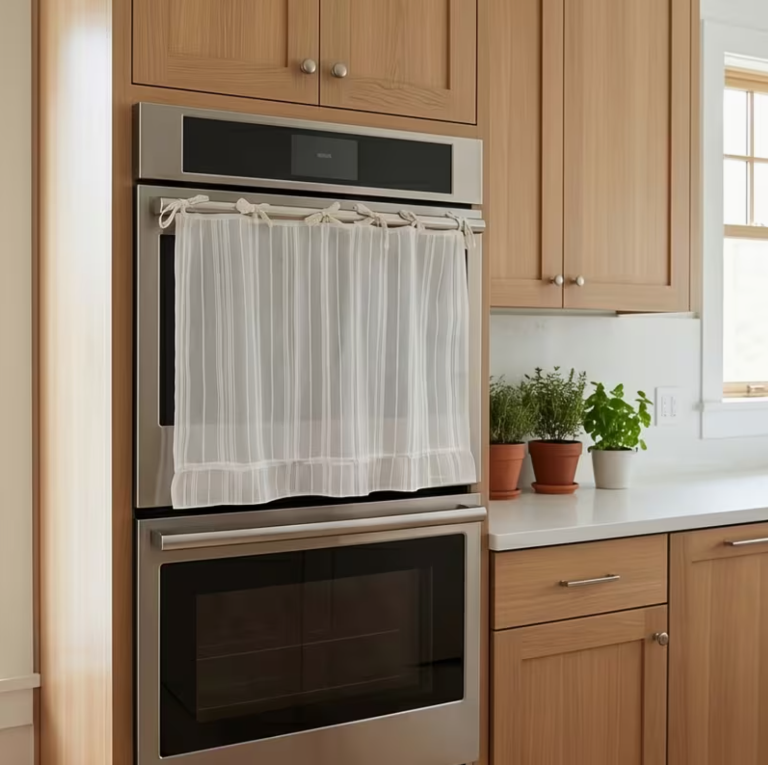 Cottagecore Linen Tie-Top Cabinet Curtains – Farmhouse Kitchen Décor