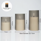Ribbed Smoked Glass LED Flameless Candles – Set of 3