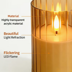 Ribbed Smoked Glass LED Flameless Candles – Set of 3