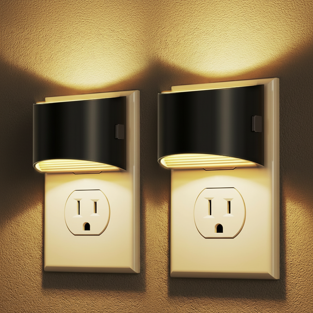 LED Plug-In Wall Night Lights – Set of 2, Warm Ambient Glow