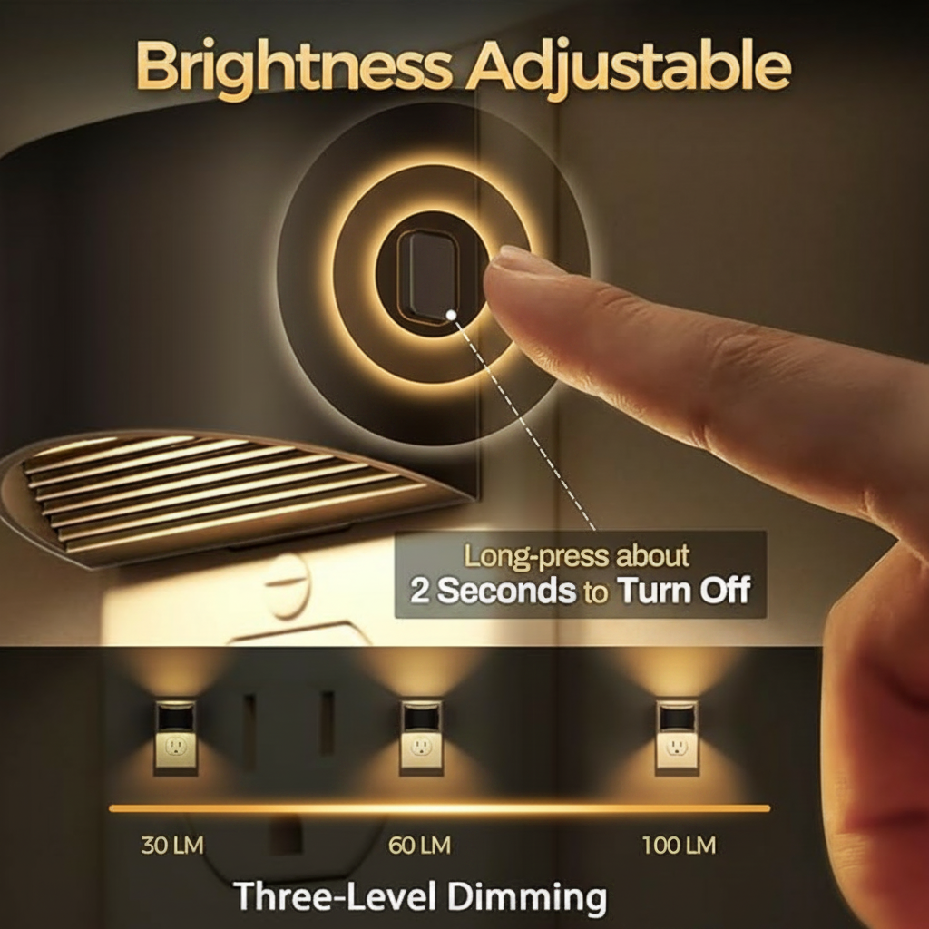 LED Plug-In Wall Night Lights – Set of 2, Warm Ambient Glow