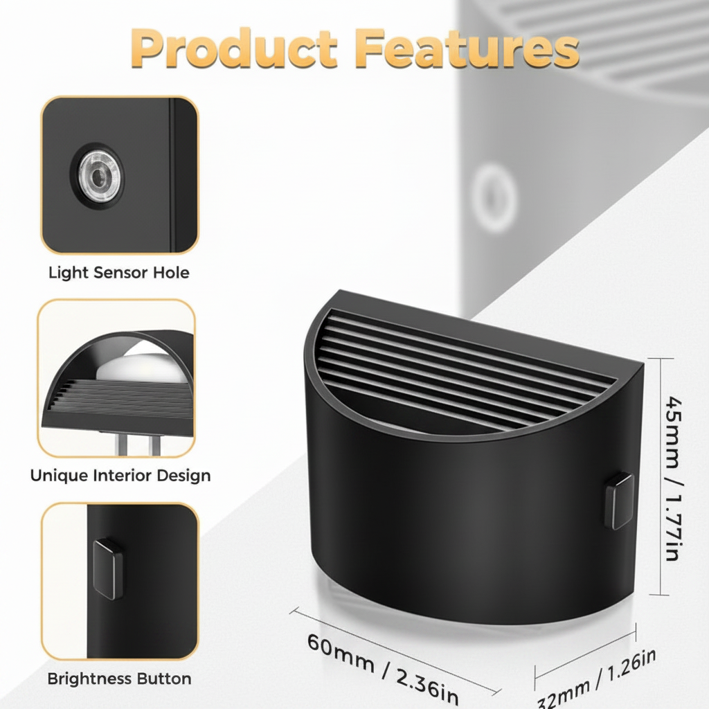 LED Plug-In Wall Night Lights – Set of 2, Warm Ambient Glow