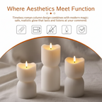 Ribbed Hourglass LED Flameless Pillar Candles with Remote – Set of 2