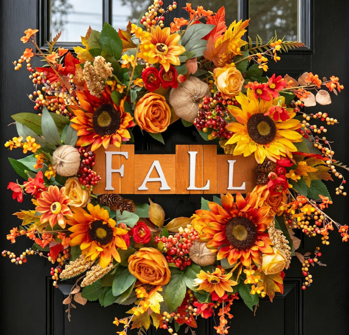 Fall Sunflower & Rose Statement Wreath
