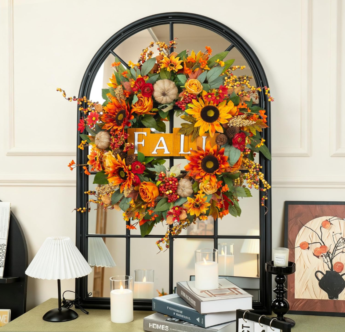 Fall Sunflower & Rose Statement Wreath