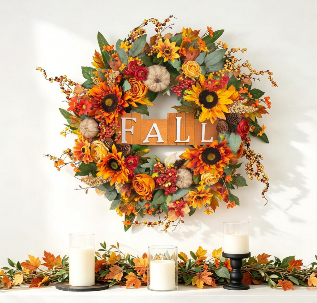 Fall Sunflower & Rose Statement Wreath