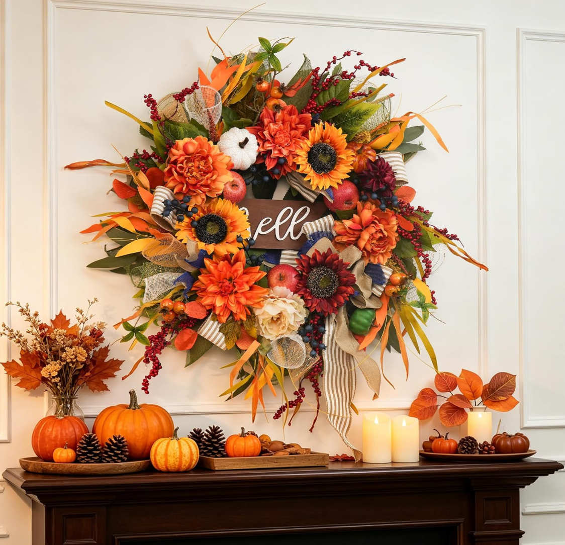 Fall Harvest Hello Wreath