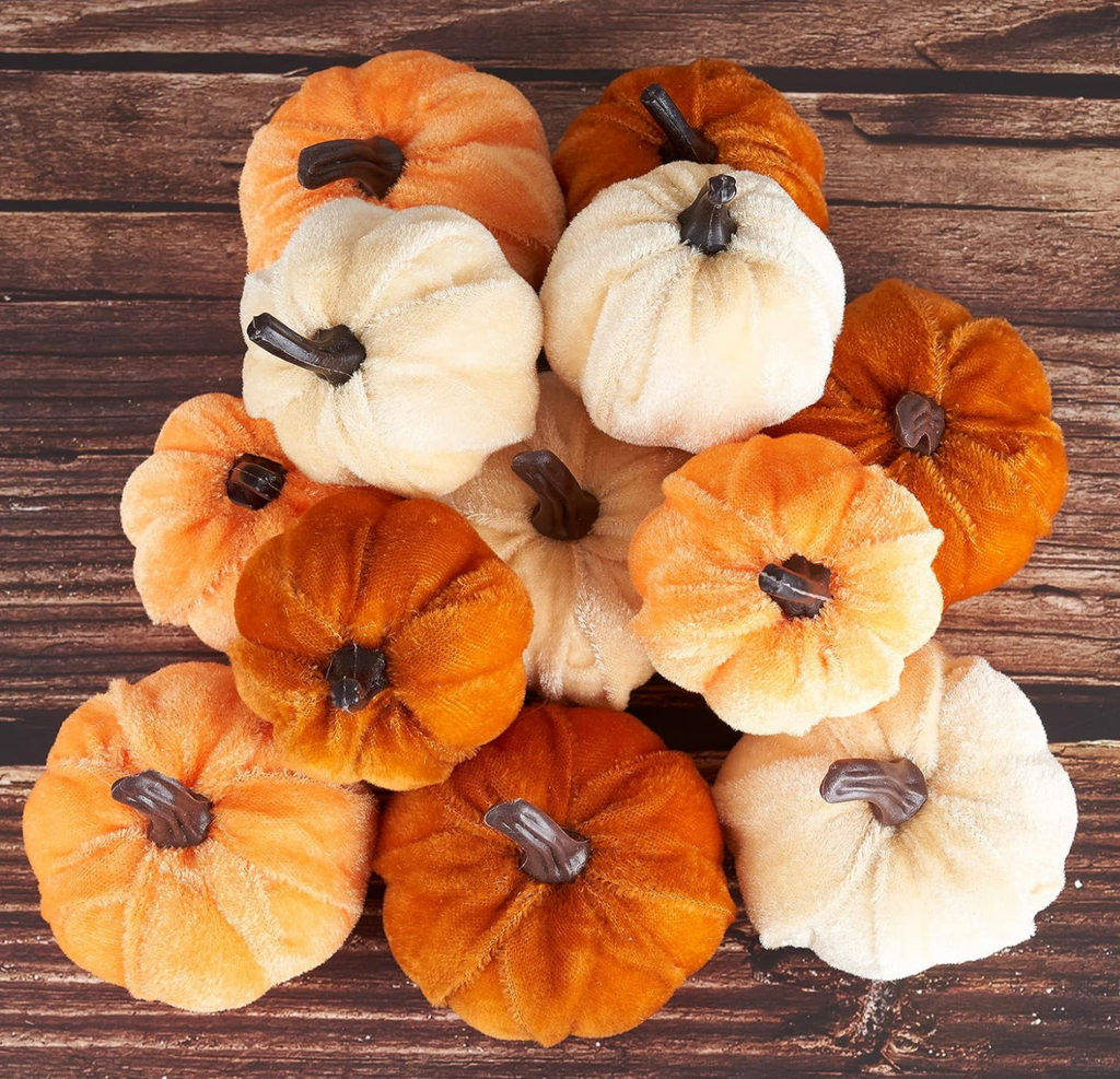 Velvet Pumpkins Set of 14