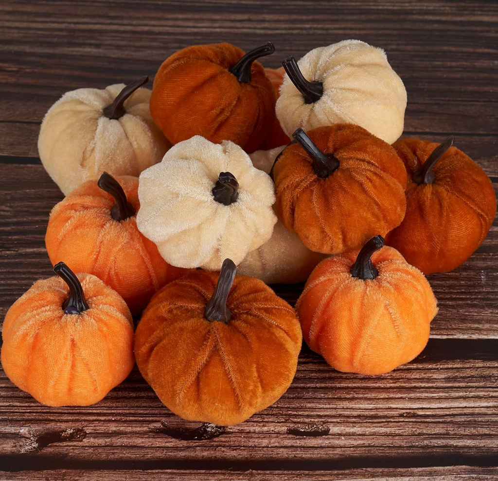 Velvet Pumpkins Set of 14