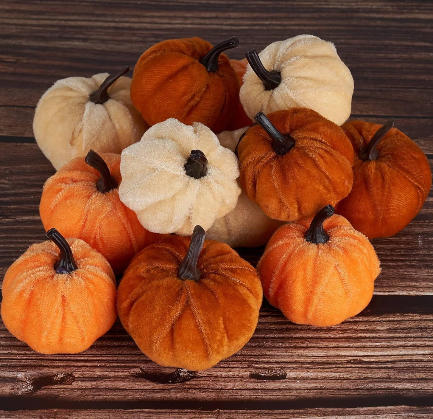 Velvet Pumpkins Set of 14
