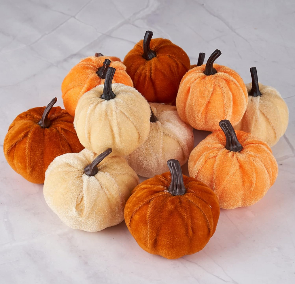 Velvet Pumpkins Set of 14
