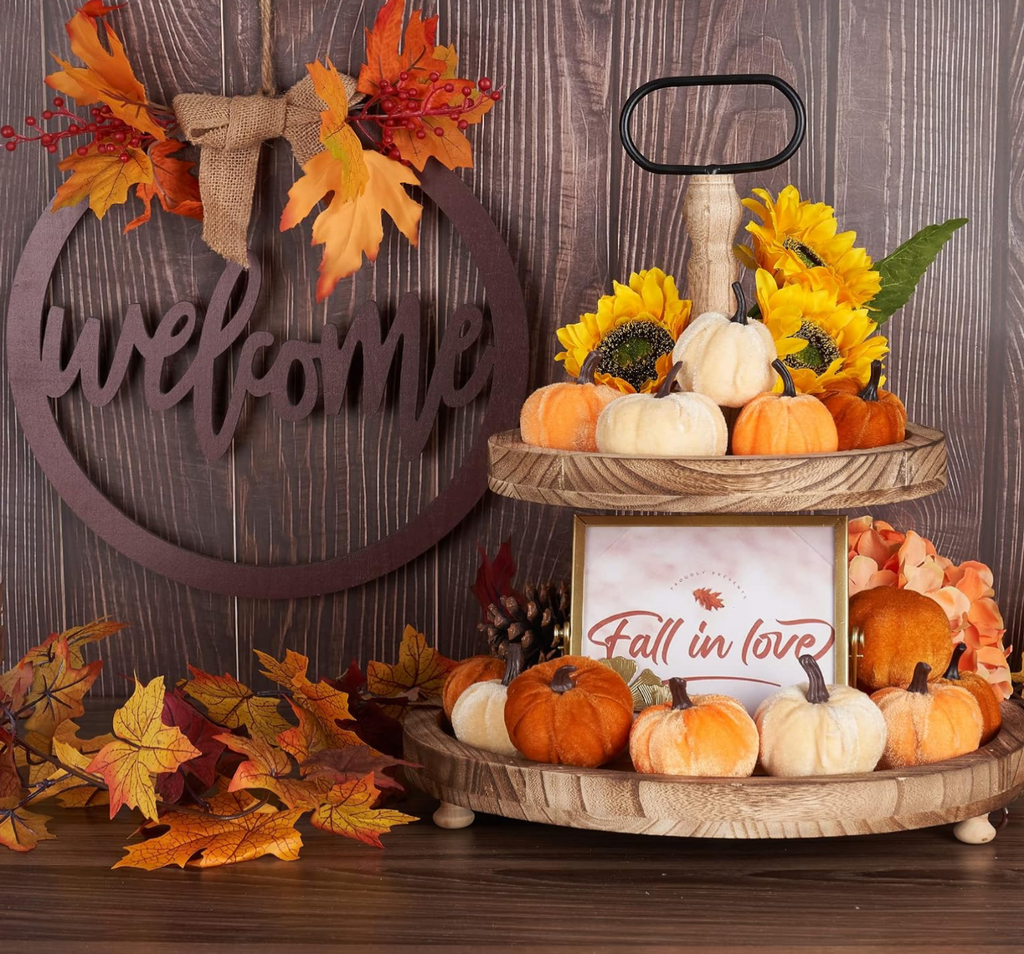 Velvet Pumpkins Set of 14