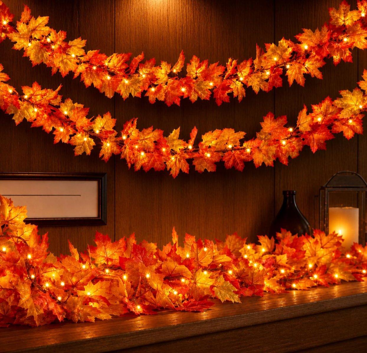 Lighted Fall Maple Leaf Garland