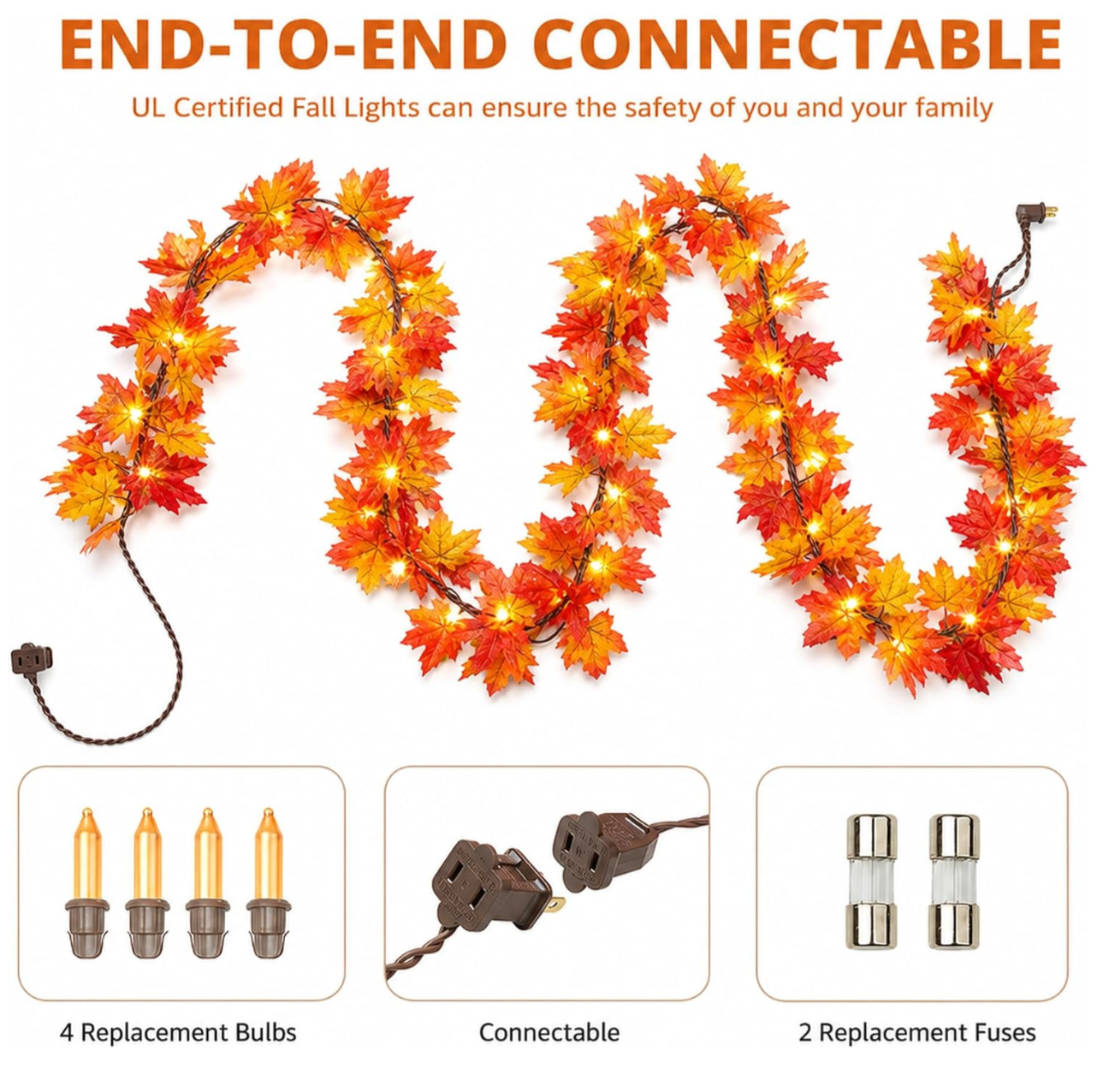 Lighted Fall Maple Leaf Garland