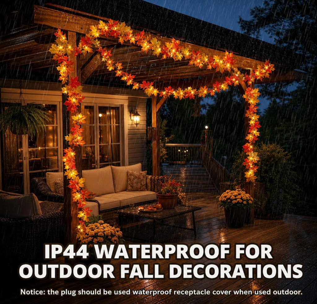 Lighted Fall Maple Leaf Garland