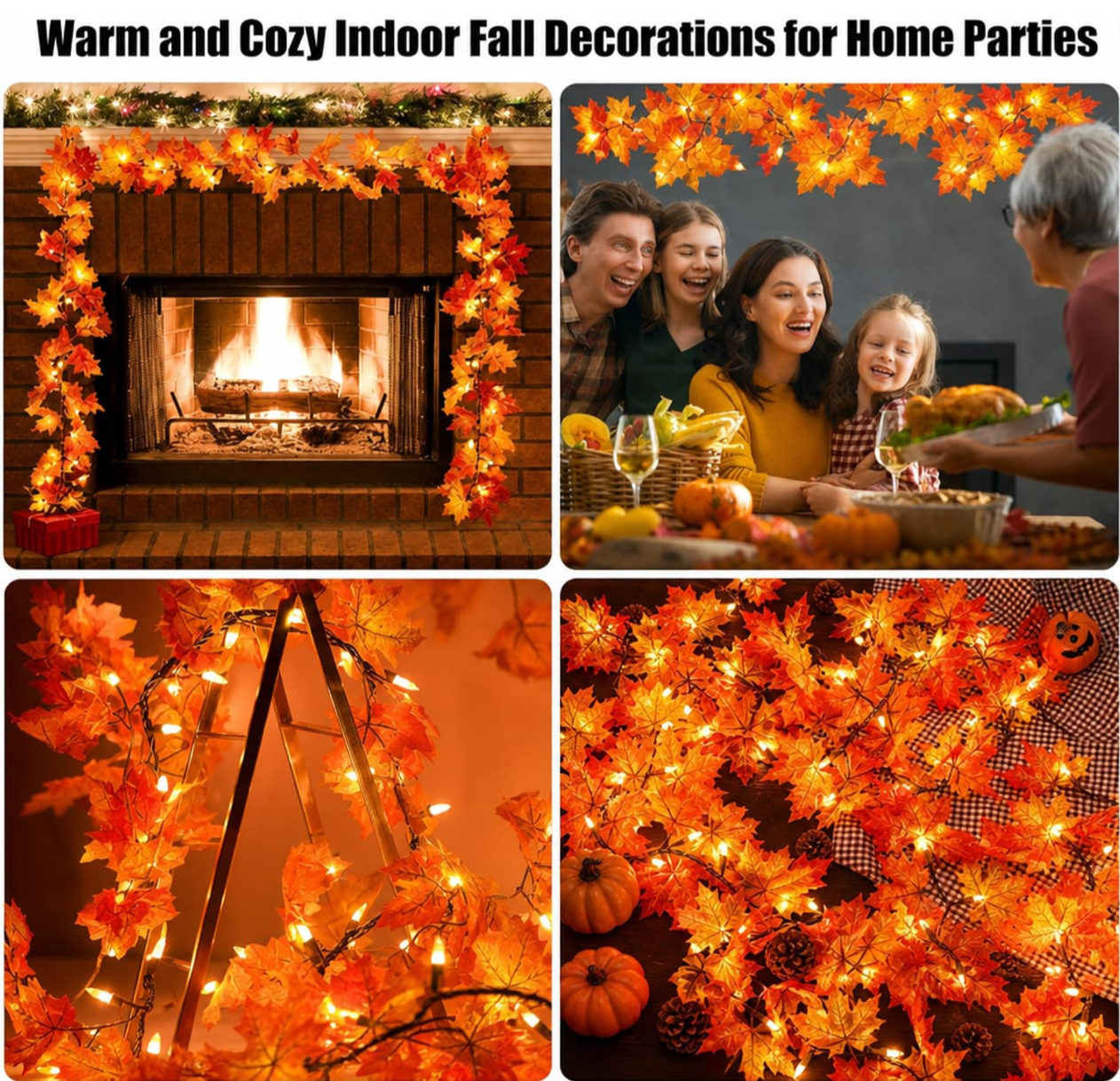 Lighted Fall Maple Leaf Garland