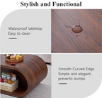 Oval Solid Wood Coffee Table with Curved Open Base