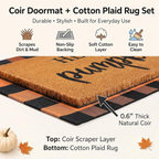 Hello Pumpkin Fall Doormat & Buffalo Check Rug Set
