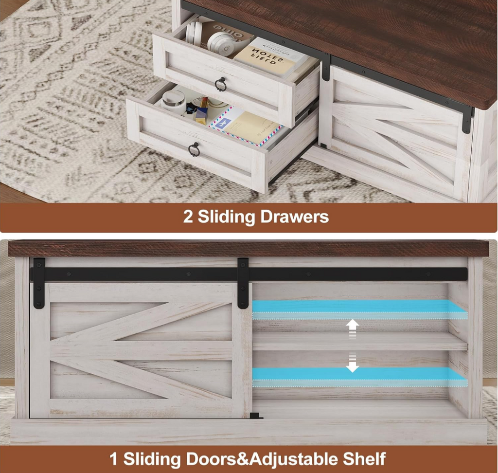 Farmhouse Lift-Top Coffee Table with Storage