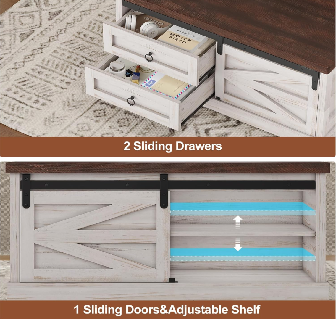 Farmhouse Lift-Top Coffee Table with Storage
