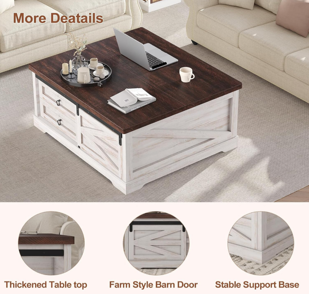 Farmhouse Lift-Top Coffee Table with Storage